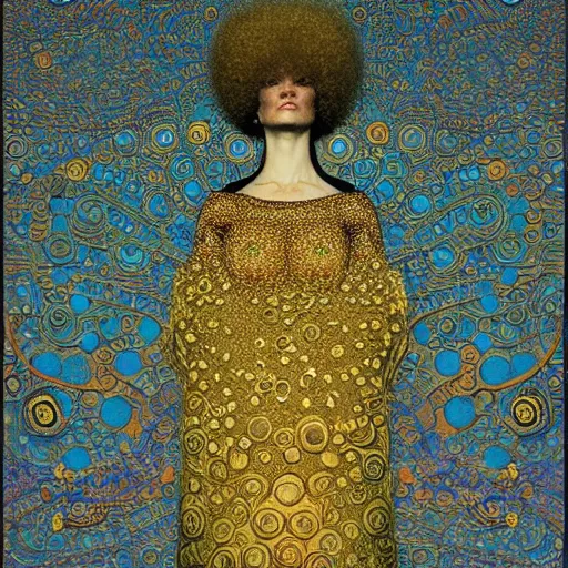 Image similar to mandelbulb portrait of a beautiful woman by moebius, klimt