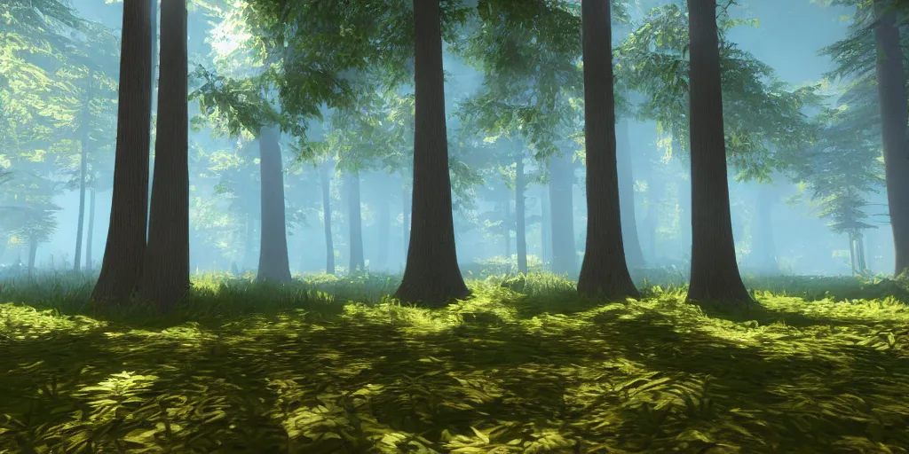 Image similar to summer forest, unreal engine