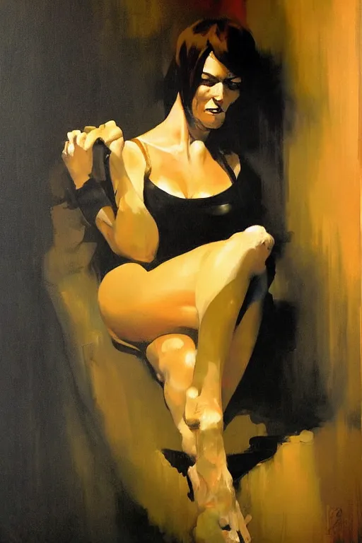 Image similar to your mother in a darkened room, painted by phil hale and rick berry