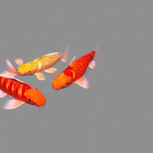 Image similar to two koi fish swimming near the circle of moon, octane render
