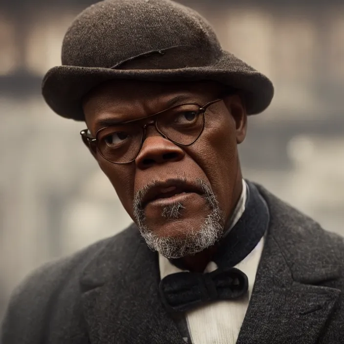 Image similar to film still of Samuel L Jackson in peaky blinders, 4k