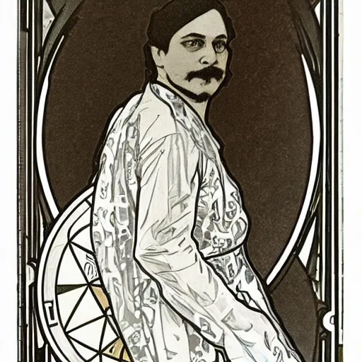 Image similar to “ george costanza, by alphonse mucha ”