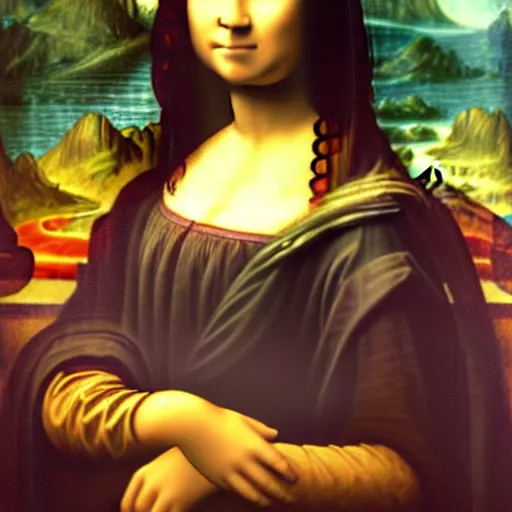 Image similar to an Afro American girl as Mona Lisa