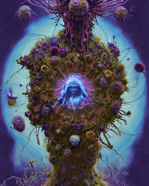 Image similar to the platonic ideal of flowers, rotting, insects and praying of cletus kasady carnage thanos dementor wild hunt doctor manhattan chtulu mandelbulb mandala howl's moving castle botw davinci heavy rain, d & d, fantasy, ego death, decay, dmt, psilocybin, concept art by greg rutkowski and ruan jia