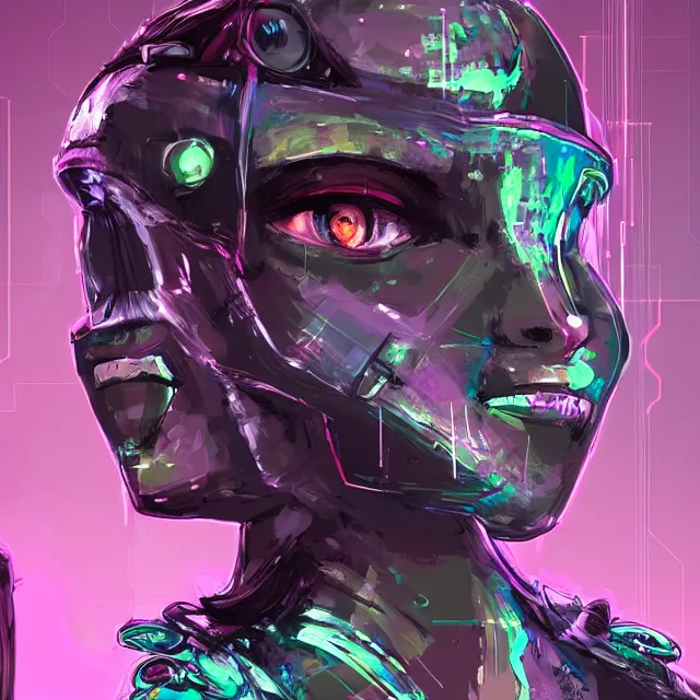 Prompt: a glitch art character portrait of an female anthropomorphic animal combat strategy a. i. in the style of cyberpunk in the style of anti - art trending on artstation deviantart pinterest furaffinity detailed realistic hd 8 k high resolution