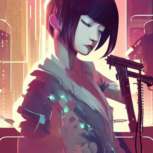 Cyberpunk Anime Girl Hiding in Red Hood · Creative Fabrica