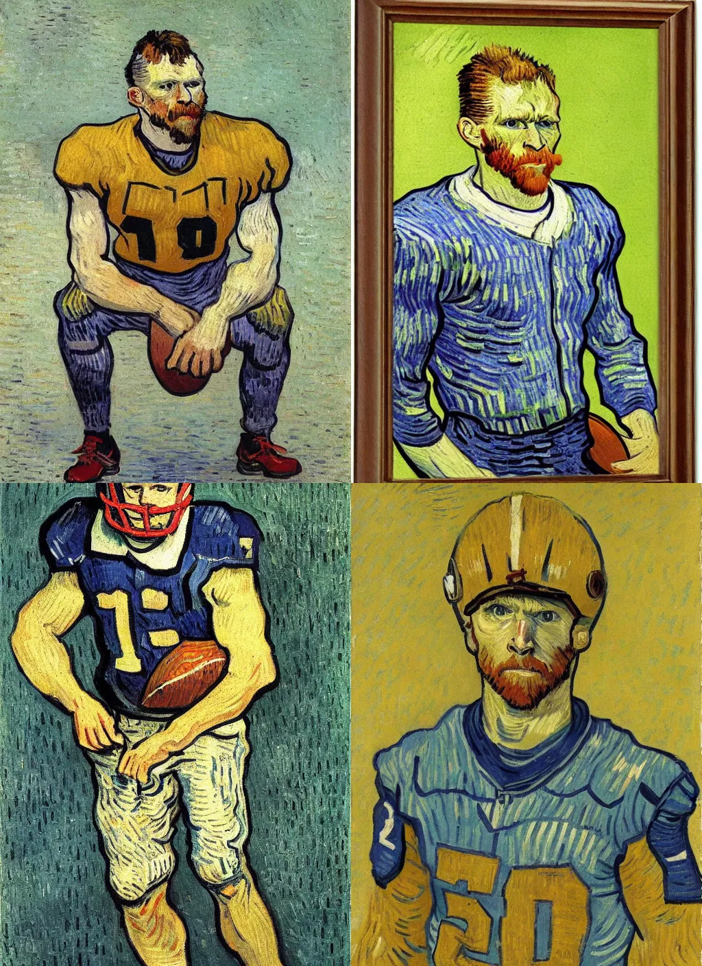 Prompt: an american football player by van gogh