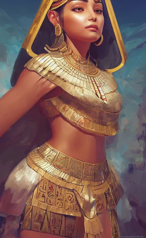 Image similar to An beautiful digital painting of an egyptian princess, by Stanley Artgerm Lau, WLOP, Rossdraws, James Jean, Andrei Riabovitchev, Marc Simonetti, and Sakimichan, trending on artstation, SFW version