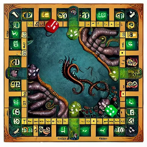 Image similar to eldritch scrabble board game cthulhu dagon rlyeh