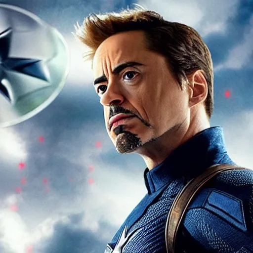 Prompt: robert downey junior play as captain america