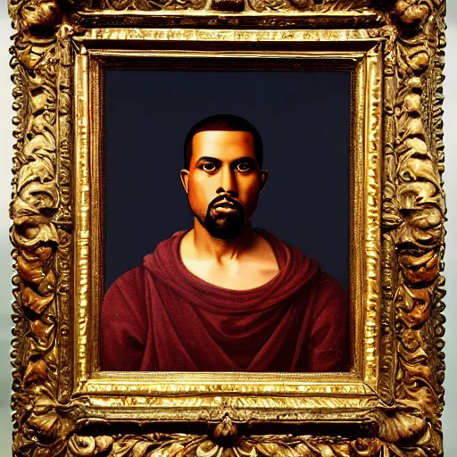 Image similar to A Renaissance portrait painting of Kanye West