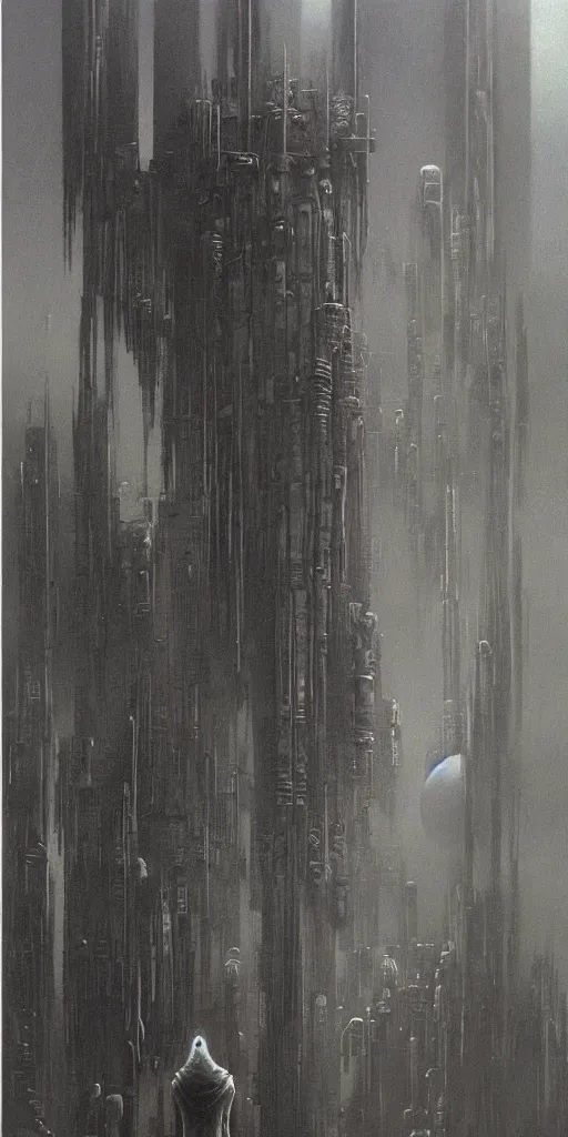 Image similar to cyberpunk by zdzisław beksinski