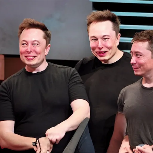 Prompt: elon musk in bath with his friends