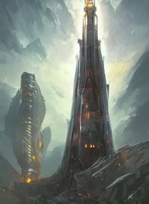 Prompt: A beautiful digital painting of a science fiction tower, crystal lake, by Stanley Artgerm Lau, Rossdraws, James Jean, gerald brom, Andrei Riabovitchev, Marc Simonetti, and Sakimichan, trending on artstation