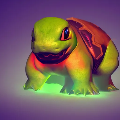 Prompt: fusion bulbasaur charmander and squirtle focus volumetric lighting, realistic, highly detailed, artstation, 4k-n 4