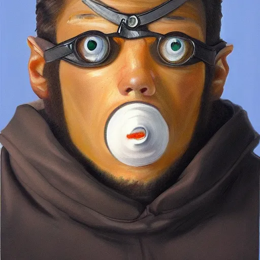 Image similar to hyperrealistic painting of a modern day cyclops