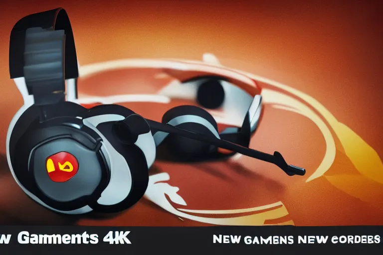 Image similar to promotional poster of new gaming headphones at mcdonalds, 4k