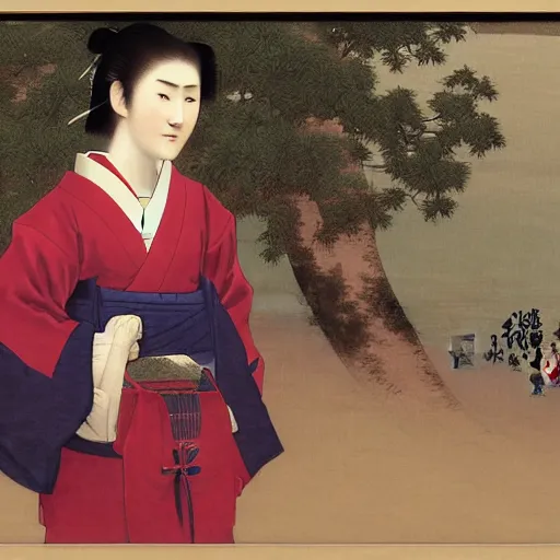 Prompt: Painting of Edo era Japan by William Adolphe Bouguereau. Dusk. Extremely detailed. 4K. Award winning.