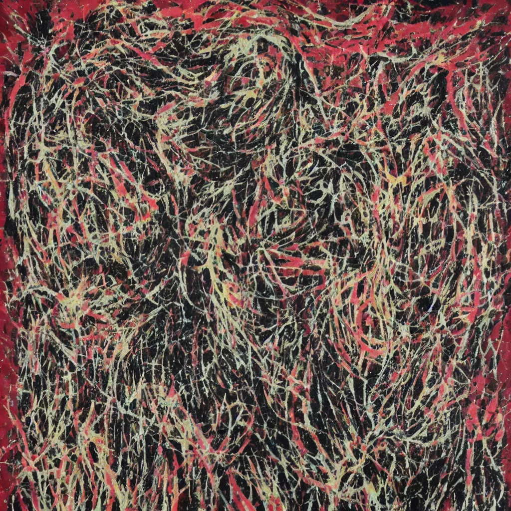 Image similar to camo made of teeth, smiling, abstract, francis bacon artwork, cryptic, dots, spots, stipple, lines, splotch, color tearing, pitch bending, faceless people, dark, ominous, eerie, hearts, minimal, points, technical, old painting, neon colors, folds