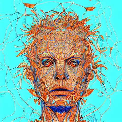 Image similar to a handsome beautiful man made up of carrots, an ultrafine detailed illustration by james jean, intricate linework, bright colors, final fantasy, behance contest winner, vanitas, angular, altermodern, unreal engine 5 highly rendered, global illumination, radiant light, detailed and intricate environment