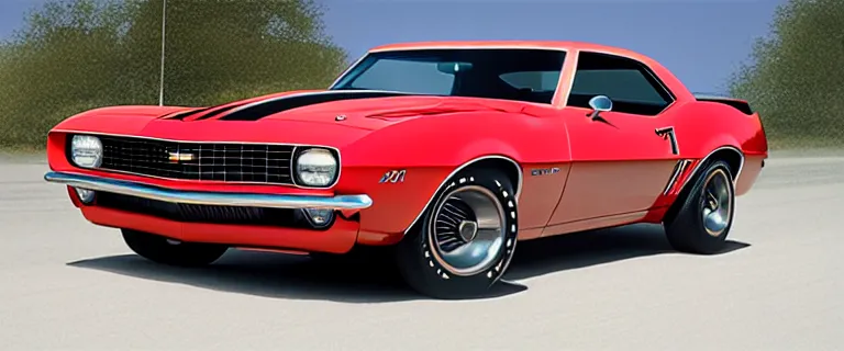 Image similar to Chevrolet Camaro Z/28 (1968), created by Barclay Shaw