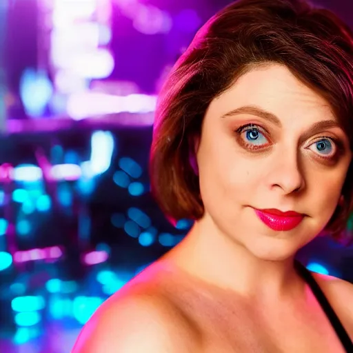 Image similar to rachel bloom hooked up to an iv bag partying at a club, ultra detailed, 8 k resolution, ultrarealistic