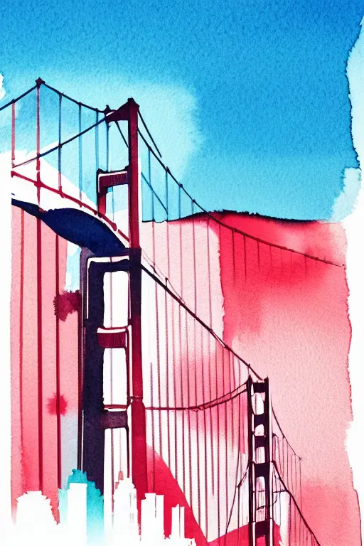 Image similar to minimalist watercolor art of san francisco, illustration, vector art