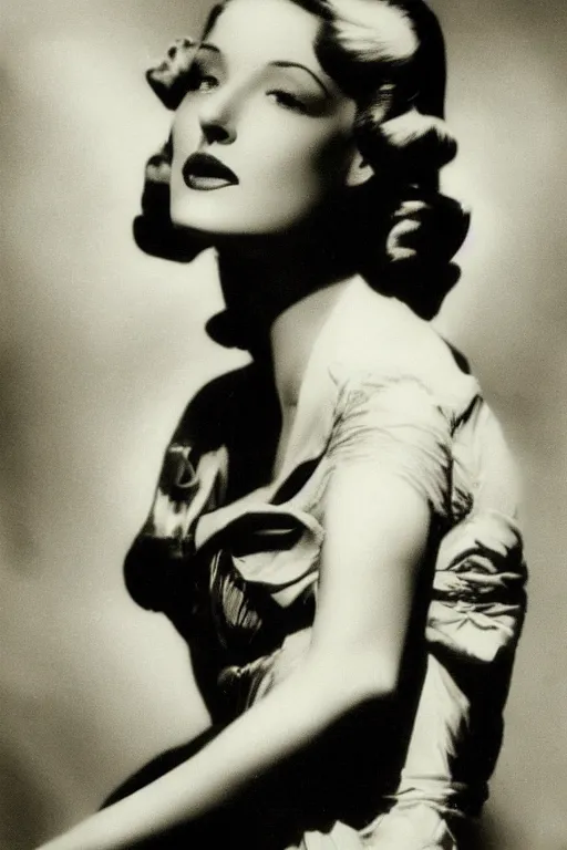 Image similar to realistic photo of a beautiful woman in the 1 9 4 0 s, highly detailed, portrait, film noir,