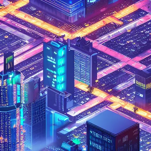 Prompt: stunning isometric view of neo tokyo at night, 4k, dramatic lighting, cyberpunk, akira neo tokyo, unreal engine