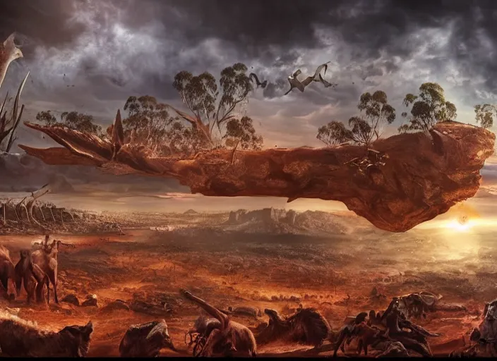 Prompt: australia in the end times, cinematic matte painting