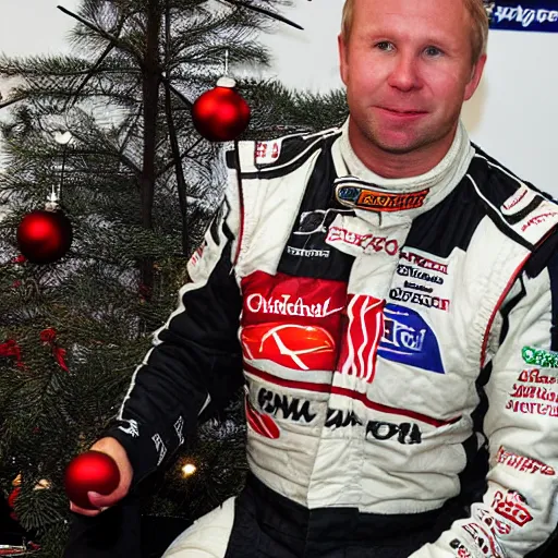 Image similar to Petter Solberg after he crashed into the christmas tree