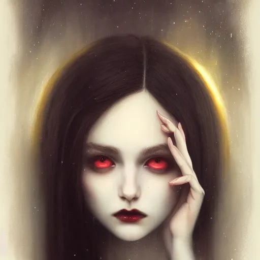 Image similar to pale young ghost girl, tom bagshaw, candlelight