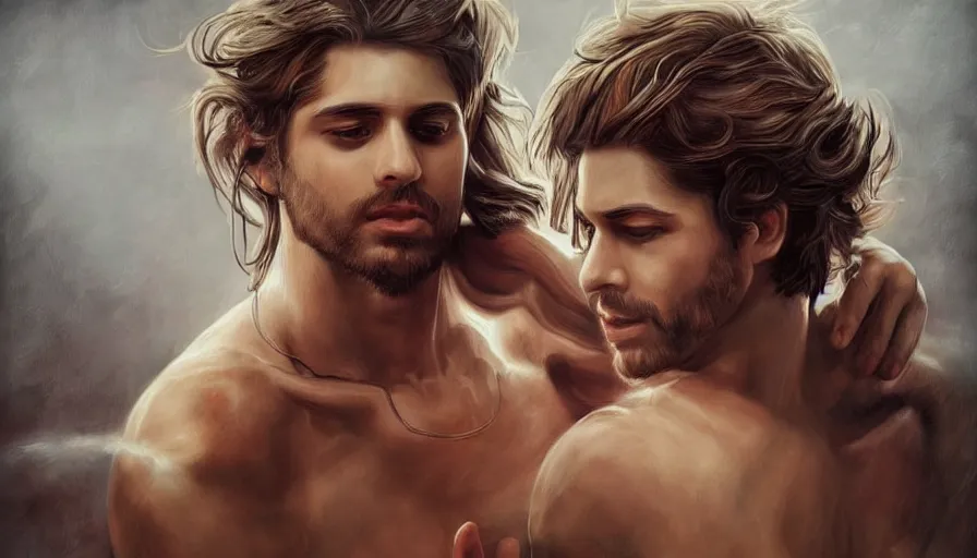 Image similar to The greek god of music, beautiful realistic artwork on artstation
