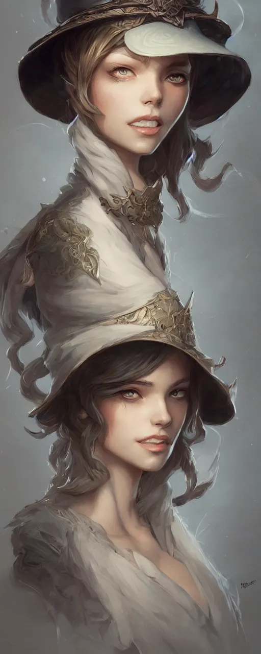 Image similar to portrait of floating hat, D&D, fantasy, intricate, elegant, highly detailed, digital painting, artstation, concept art, smooth, sharp focus, illustration, art by artgerm and greg rutkowski