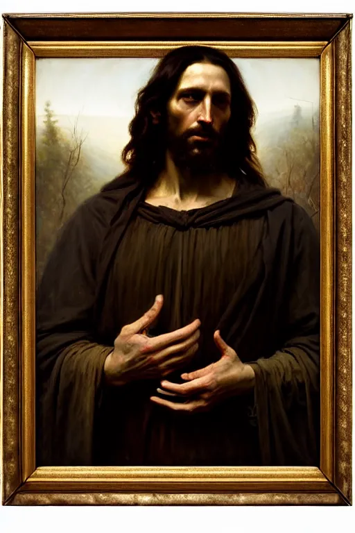 Image similar to photograph imax and solomon joseph solomon and richard schmid and jeremy lipking victorian loose genre loose painting full length portrait painting of jesus