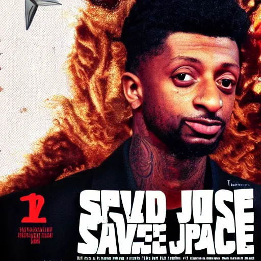 Image similar to handsome 2 1 savage as jesus in the movie psychedelic space jesus saves the space time continuum, movie poster but better concept art trending on tiktok