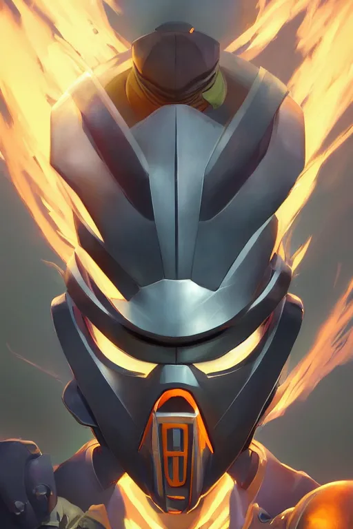 Image similar to epic mask helmet robot ninja portrait stylized as fornite style game design fanart by concept artist gervasio canda, behance hd by jesper ejsing, by rhads, makoto shinkai and lois van baarle, ilya kuvshinov, rossdraws global illumination radiating a glowing aura global illumination ray tracing hdr render in unreal engine 5