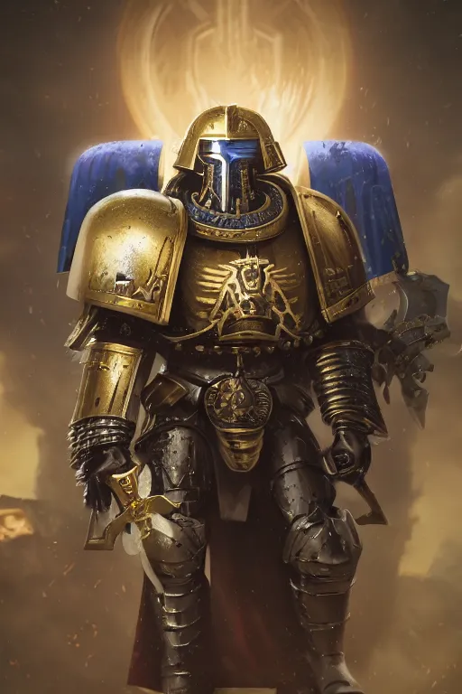 Image similar to armor portrait heros warhammer 4 0 k horus heresy fanart - the primarchs emperor by johannes helgeson animated with vfx concept artist & illustrator global illumination ray tracing hdr fanart arstation zbrush central hardmesh 8 k octane renderer comics stylized