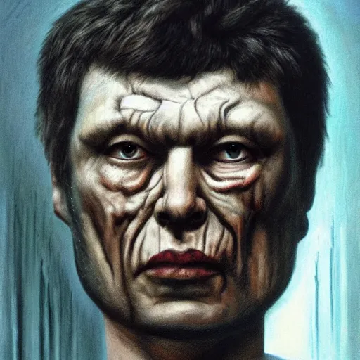 Prompt: bodyhorror portrait by h. r. giger of boris yefimovich nemtsov who became a degraded abomination, photo - realistic, color image, 2 k, highly detailed