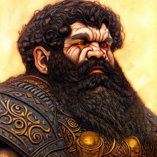 Image similar to portrait painting of a dwarven berserker, sharp focus, high symmetry, award - winning, trending on artstation, masterpiece, highly detailed, intricate. art by rebecca guay