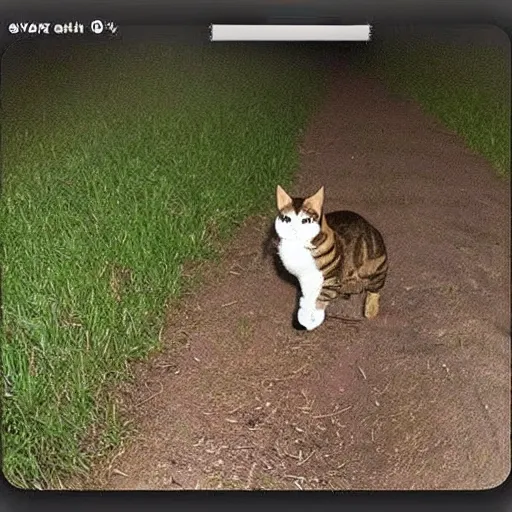 Prompt: evil cat trail cam