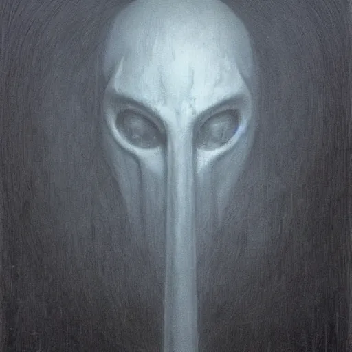 Image similar to The faceless god of chaos in a hood with a scarlet scythe dark fantasy, intricate, smooth, artstation, painted by zdislav beksinski