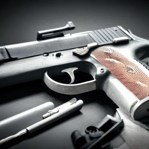 Image similar to a gun shooting a gun, 4k, photorealistic, close up