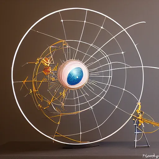 Image similar to a kinetic sculpture of this solar system, sun, orrery, canon 5 d 5 0 mm lens, papier - mache, studio, circa 2 0 4 9