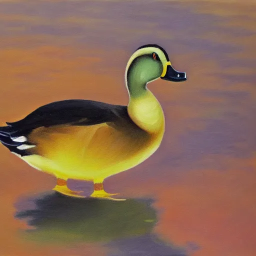 Image similar to a duck on the prowl oil painting