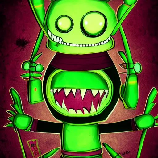 Prompt: invader zim gir, horror, detailed, 4k