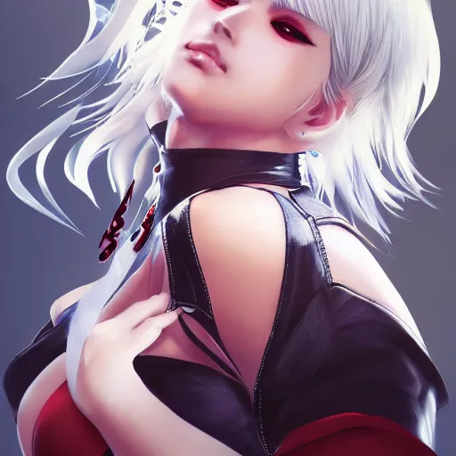 Image similar to beautiful anime art of Trish from devil may cry by WLOP, rossdraws, Logan Cure, Mingchen Shen, BangkuART, sakimichan, yan gisuka, JeonSeok Lee, zeronis, Chengwei Pan on artstation