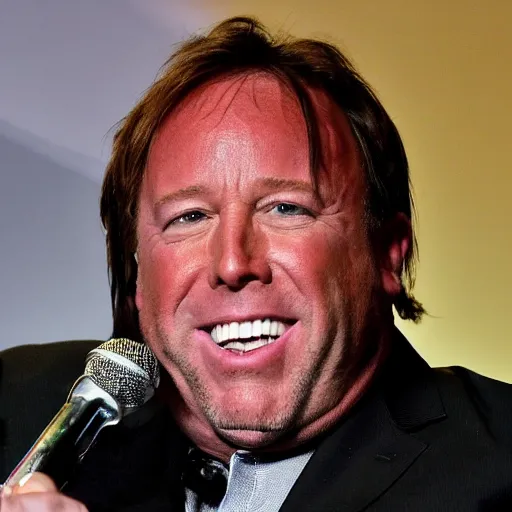 Image similar to Alex Jones appears as Lil Wayne, close up, high quality, photo