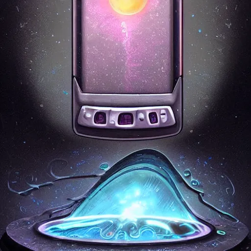 Image similar to phone that is a portal to another dimension, high detail, concept art, computer art