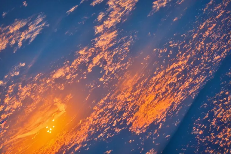 Prompt: photo of earth sunset from the international space station